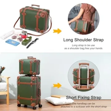 Vintage Inspired Luggage Sets with Spinner Wheels Stylish 3-Piece