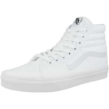 Vans SK8-Hi Canvas Unisex-Adult Hi-Top Sneaker, True White, 6.5 M US (38.5 EU)