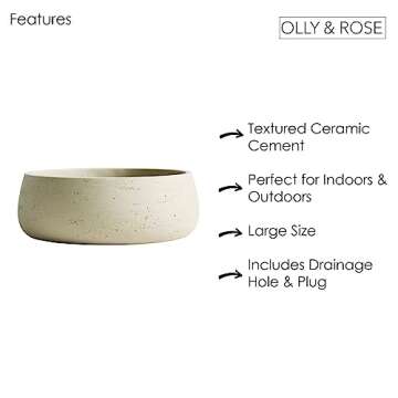 Olly & Rose Large Ceramic Planter Bowl for Indoor and Outdoor Use
