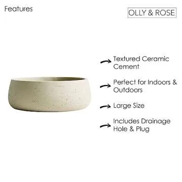 Olly & Rose Large Ceramic Planter Bowl for Indoor and Outdoor Use