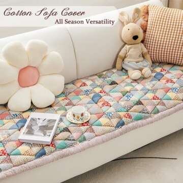 Awjcsv Cotton Sofa Cover, Non Slip Couch Cover for Dogs Washable, Couch Covers for 3 Cushion Couch Sofa Pet Friendly, Pet Couch Covers for Sofa (Red, 27.6" x 82.7")