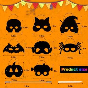 Natonhi 32Pcs Halloween Crafts for Kids Rainbow Scratch Mask, Halloween Games Scratch Art and Craft Kit Halloween Classroom Activities Favors Party Supplies