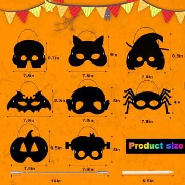 Natonhi 32Pcs Halloween Crafts for Kids Rainbow Scratch Mask, Halloween Games Scratch Art and Craft Kit Halloween Classroom Activities Favors Party Supplies
