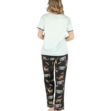 Lazy One Women's Pajama Set, Short Sleeves with Cute Prints, Relaxed Fit, Deer, Animal, Hunting (Tro...