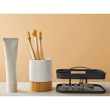 WANBAO 2 Pcs Transparent Makeup Bag Zipper Waterproof Portable Travel Storage Pouch Black F