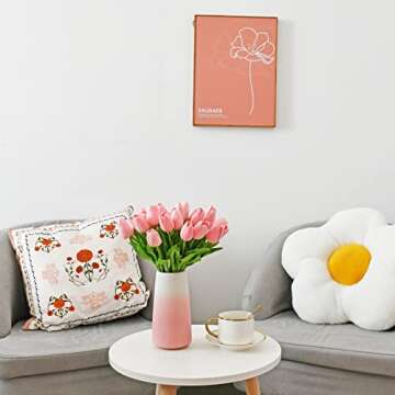 Mandy's 28pcs Light Pink Flowers Artificial Tulip Gradient Pink Vase Silk Fake Flowers 13.5" for New Year Spring Mother's Day Valentine’s Day Gifts in Bulk Home Kitchen Wedding Decorations