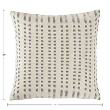 Amazon Brand – Stone & Beam French Laundry Stripe Decorative Throw Pillow, 17" x 17", Ivory, Grey