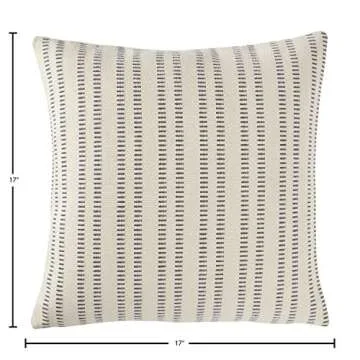 Amazon Brand – Stone & Beam French Laundry Stripe Decorative Throw Pillow, 17" x 17", Ivory, Grey