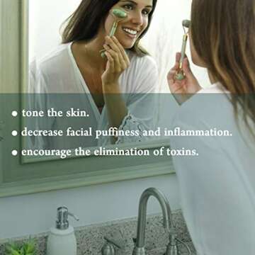 Bulex 100% Natural Jade Face Roller/Anti Aging Jade Stone Massager for Face & Eye Massage - Make Your Face Skin Smoother and Looks Younger