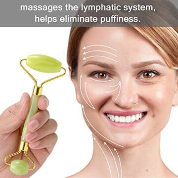 Bulex 100% Natural Jade Face Roller/Anti Aging Jade Stone Massager for Face & Eye Massage - Make Your Face Skin Smoother and Looks Younger