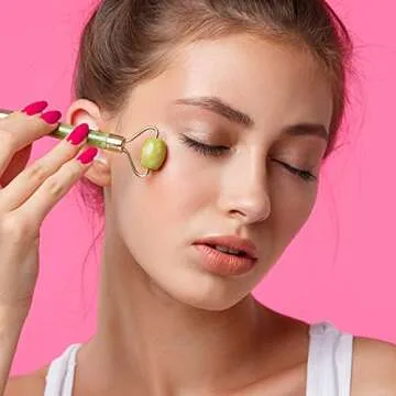 Bulex 100% Natural Jade Face Roller/Anti Aging Jade Stone Massager for Face & Eye Massage - Make Your Face Skin Smoother and Looks Younger