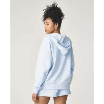 florence by mills Womens Cozy Crush Slouchy Sleeve Oversized Zip Hoodie, Halogen Blue, Medium