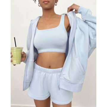 florence by mills Womens Cozy Crush Slouchy Sleeve Oversized Zip Hoodie, Halogen Blue, Medium