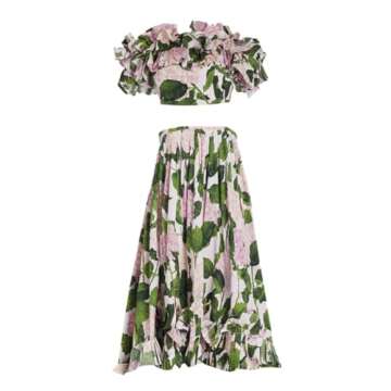 OMEWEE One Piece Swimsuit Women with Beach Cover up Wrap Skirt Slimming Swim Suits Hawaiian Dresses for Women 2024 Tummy Control 2 Piece Bathing Suits Bikini Set Pink Hydrangea S