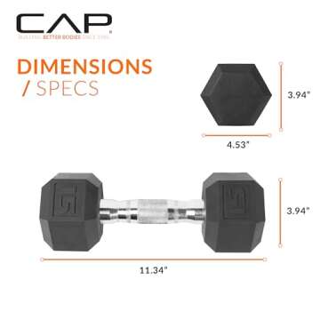 CAP Barbell 50lb Coated Hex Dumbbells Set for Home Gym
