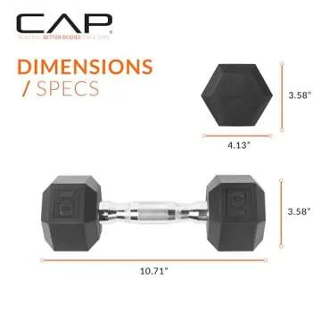 CAP Barbell 50lb Coated Hex Dumbbells Set for Home Gym