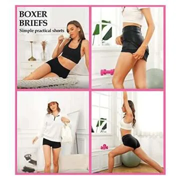 wirarpa Women's Boyshort Panties Stretchy Mid High Waisted Cotton Underwear Boxer Briefs for Women 4 Pack Multicolored Small