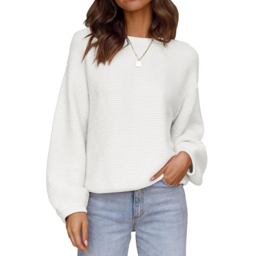 ZESICA Women's Crew Neck Lantern Sleeve Sweater