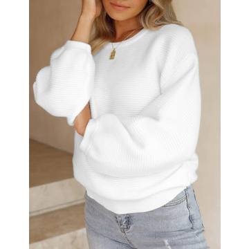 ZESICA Women's Crew Neck Lantern Sleeve Sweater