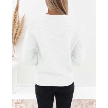 ZESICA Women's Crew Neck Lantern Sleeve Sweater