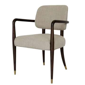 Limari Home Tundra Collection Modern Kitchen Fabric Dining Arm Chair, Beige, Dark Walnut