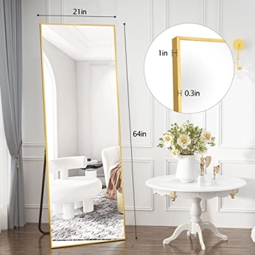 HARRITPURE Full Length Mirror with Aluminum Frame - 65"x22"