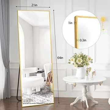HARRITPURE Full Length Mirror with Aluminum Frame - 65"x22"