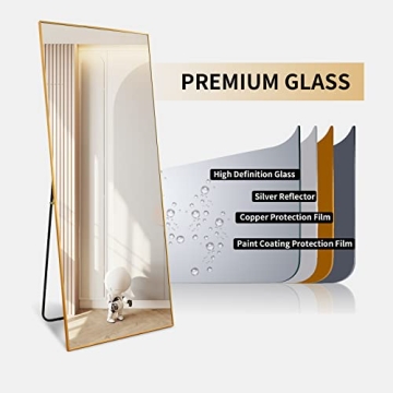 HARRITPURE Full Length Mirror with Aluminum Frame - 65"x22"