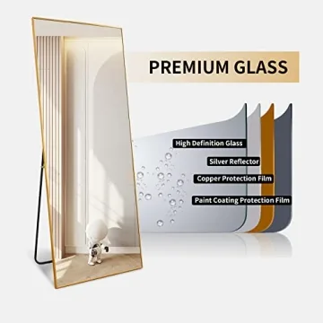 HARRITPURE Full Length Mirror with Aluminum Frame - 65"x22"