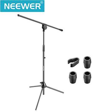 Neewer Tripod Boom Floor Microphone Stand - Aluminium Alloy, Adjustable Height Maximum 37.4 inches/95 centimeters, Foldable, Tilting Rotating for Stage or Studio Use (NW006-1)