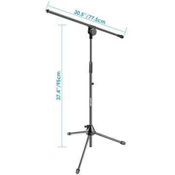 Neewer Tripod Boom Floor Microphone Stand - Aluminium Alloy, Adjustable Height Maximum 37.4 inches/95 centimeters, Foldable, Tilting Rotating for Stage or Studio Use (NW006-1)