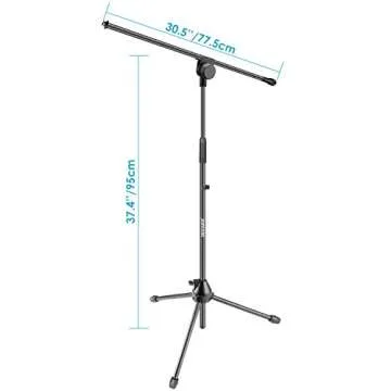 Neewer Tripod Boom Floor Microphone Stand - Aluminium Alloy, Adjustable Height Maximum 37.4 inches/95 centimeters, Foldable, Tilting Rotating for Stage or Studio Use (NW006-1)