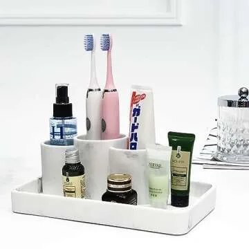 Elegant Marble Bathroom Tray for Versatile Organization