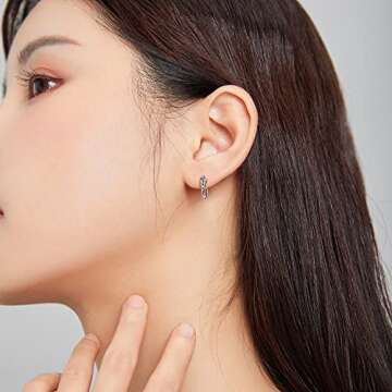 VINWOS Green Snake Hoop Stud Earrings 925 Sterling Silver Hypoallergenic Women's Exquisite Zircon Inlaid Sexy Jewelry For Gift