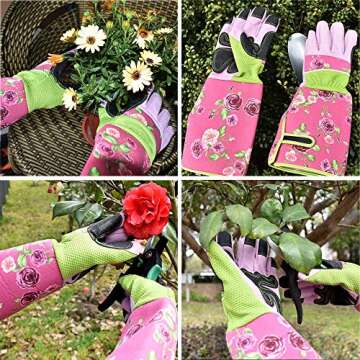 Megawodar Long Sleeve Gardening Gloves Pruning Thornproof Garden Gloves with Extra Long Forearm Prot...