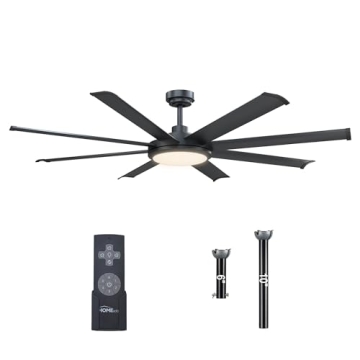 Ceiling Fans with Lights and Remote, 60 Inch Black Large Ceiling Fan for Bedroom Living Room, Modern...