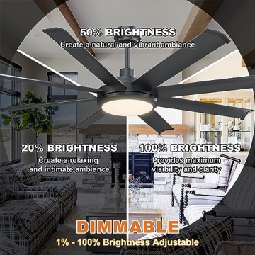 Modern 60 Inch Ceiling Fan with Remote and Lights