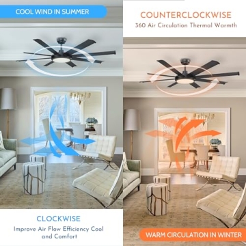 Modern 60 Inch Ceiling Fan with Remote and Lights