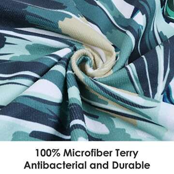 KIMODE Thick Round Beach Towel, Large Microfiber Soft Terry Circle Beach Towel Blanket with Cotton Tassels Super Water Absorbent 59 Inches Oversized Picnic Carpet Yoga Mat (59 in, Palm Leaf)