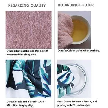 KIMODE Thick Round Beach Towel, Large Microfiber Soft Terry Circle Beach Towel Blanket with Cotton Tassels Super Water Absorbent 59 Inches Oversized Picnic Carpet Yoga Mat (59 in, Palm Leaf)