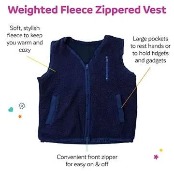 Fun and Function – Weighted Fleece Vest for Kids – Sensory Vest Provides Soothing Weight for Kids with Sensory Issues – Fleece – Navy Blue – Large