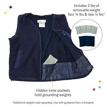 Fun and Function – Weighted Fleece Vest for Kids – Sensory Vest Provides Soothing Weight for Kids with Sensory Issues – Fleece – Navy Blue – Large