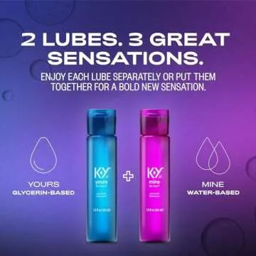 K-Y Yours + Mine Couples Lubricant, Adult Toy Friendly Personal Lubricant & Intimate Gel for Couples, Men, Women, Sex Lube, Clear, 2 x 1.5 Fl Oz, 2 count (Pack of 1)