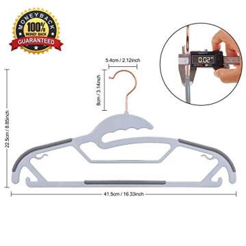 TIMMY Plastic Hangers, 50 Pack Ultra Thin Non Slip Clothes Hanger Space Saving Coat Hangers, 360°Ro...