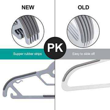 TIMMY Plastic Hangers, 50 Pack Ultra Thin Non Slip Clothes Hanger Space Saving Coat Hangers, 360°Rotating Rose Gold Hook Hanger Heavy Duty Pant Hangers (Grey)