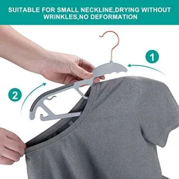 TIMMY Plastic Hangers, 50 Pack Ultra Thin Non Slip Clothes Hanger Space Saving Coat Hangers, 360°Rotating Rose Gold Hook Hanger Heavy Duty Pant Hangers (Grey)