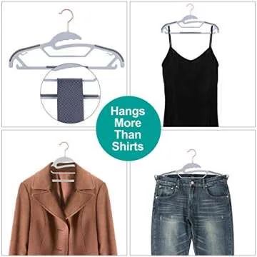 TIMMY Plastic Hangers, 50 Pack Ultra Thin Non Slip Clothes Hanger Space Saving Coat Hangers, 360°Rotating Rose Gold Hook Hanger Heavy Duty Pant Hangers (Grey)