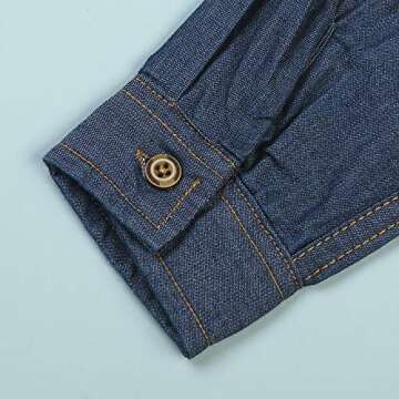 OCHENTA Boys Denim Button Down Shirt Long Sleeve Kids Casual Cowboy Chambray Top Jeans Clothes Blue Tag 140-7-8Y