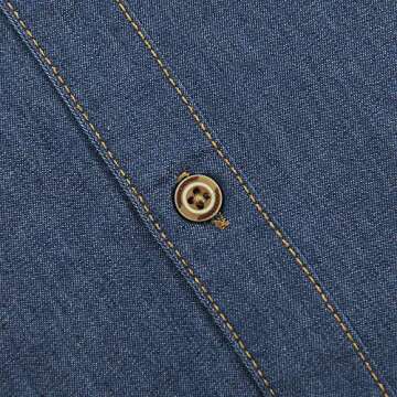 OCHENTA Boys Denim Button Down Shirt Long Sleeve Kids Casual Cowboy Chambray Top Jeans Clothes Blue Tag 140-7-8Y