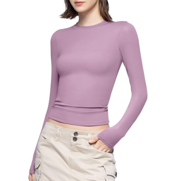 PUMIEY Long Sleeve Crew Neck Tops for Women - Stylish & Comfortable